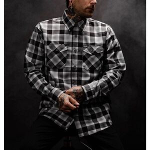 NWOT DIXXON Mickey Black & White Plaid Flannel Button Up Shirt Men's Medium